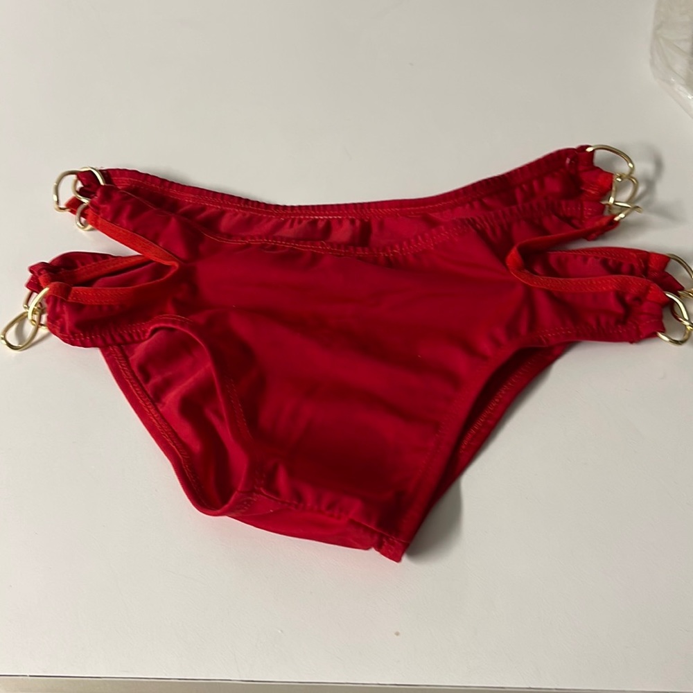 New sexy double row with chains bikini bottom red